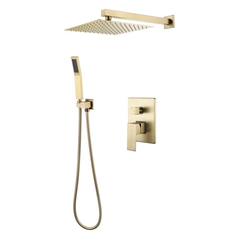 Golden Brushed Spray Showerhead Ceiling Mounted Shower System