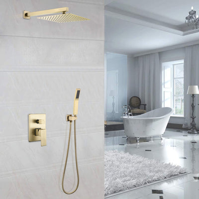 Golden Brushed Spray Showerhead Ceiling Mounted Shower System