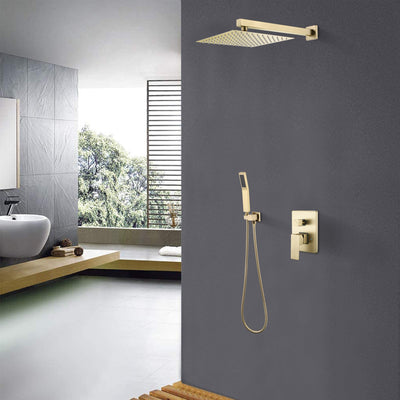 Golden Brushed Spray Showerhead Ceiling Mounted Shower System