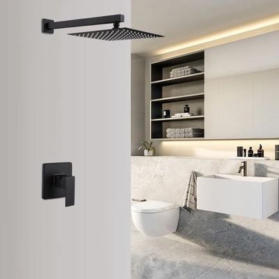 Concealed Valve Matte Black Built-In Shower System