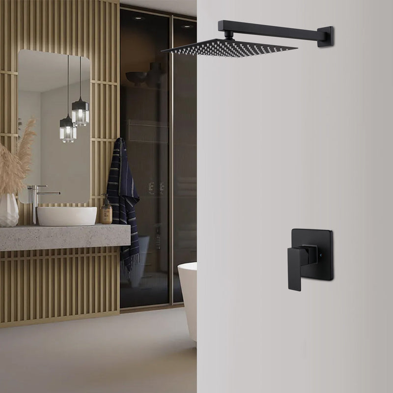 Concealed Valve Matte Black Built-In Shower System