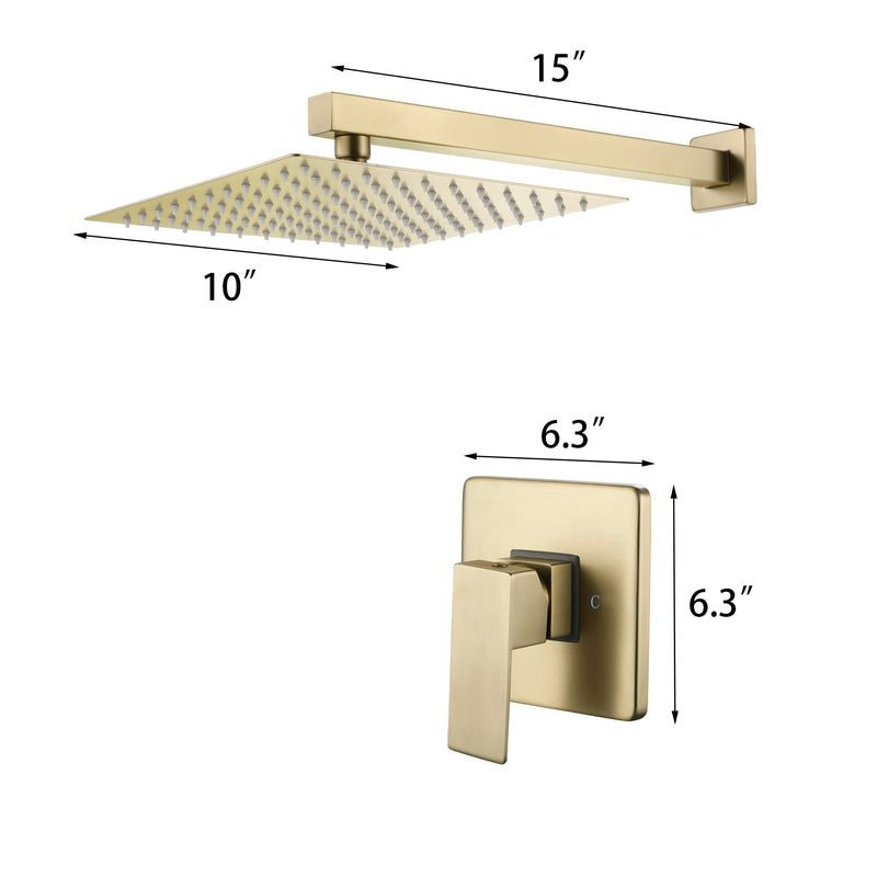 Concealed Valve Golden Brushed Built-In Shower System