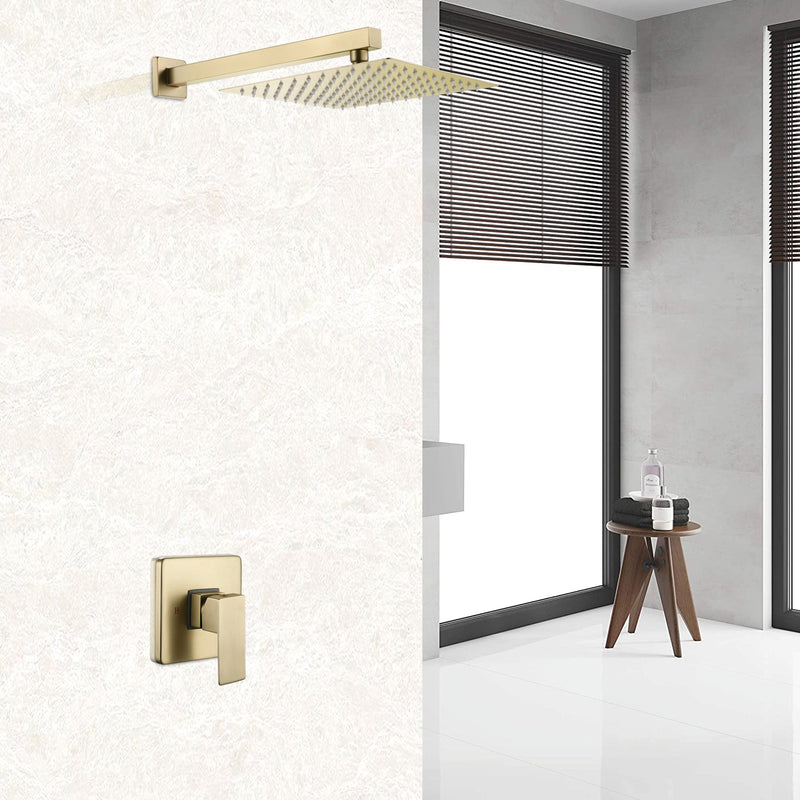 Concealed Valve Golden Brushed Built-In Shower System