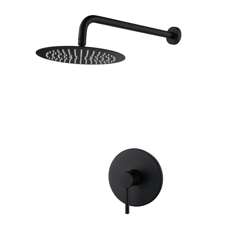 Matte Black Concealed Valve Built-In Shower System