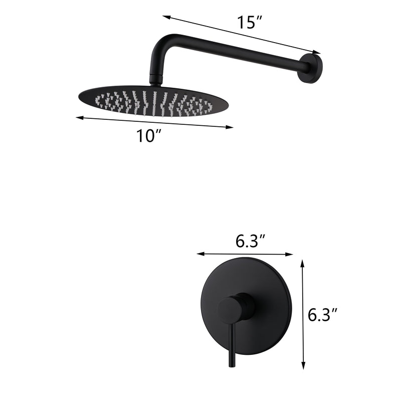 Matte Black Concealed Valve Built-In Shower System