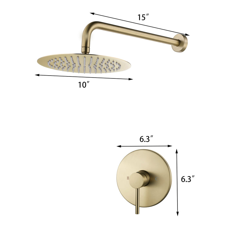 Golden Brushed Concealed Valve Built-In Shower System