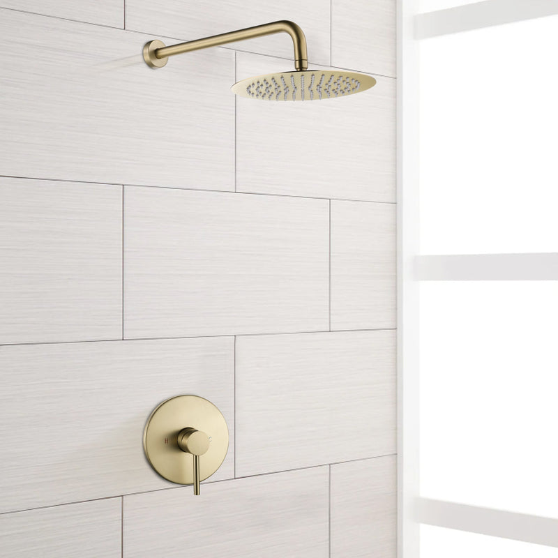 Golden Brushed Concealed Valve Built-In Shower System