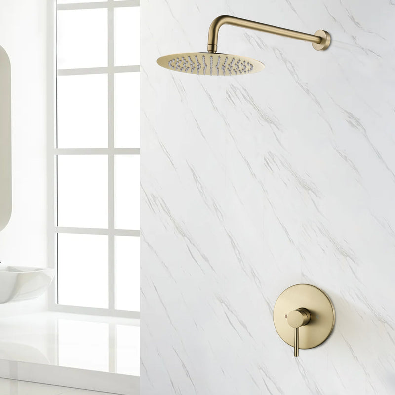 Golden Brushed Concealed Valve Built-In Shower System