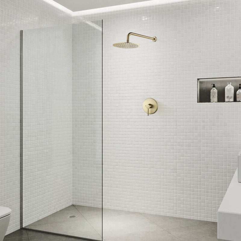 Golden Brushed Concealed Valve Built-In Shower System