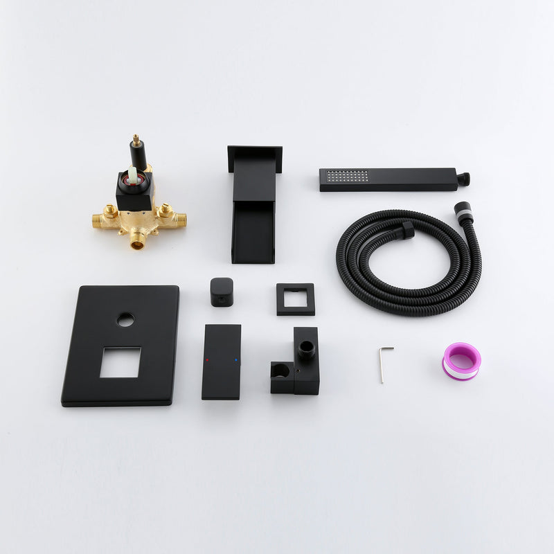 Square Hand-Held Bathtub Faucet In Matt Black