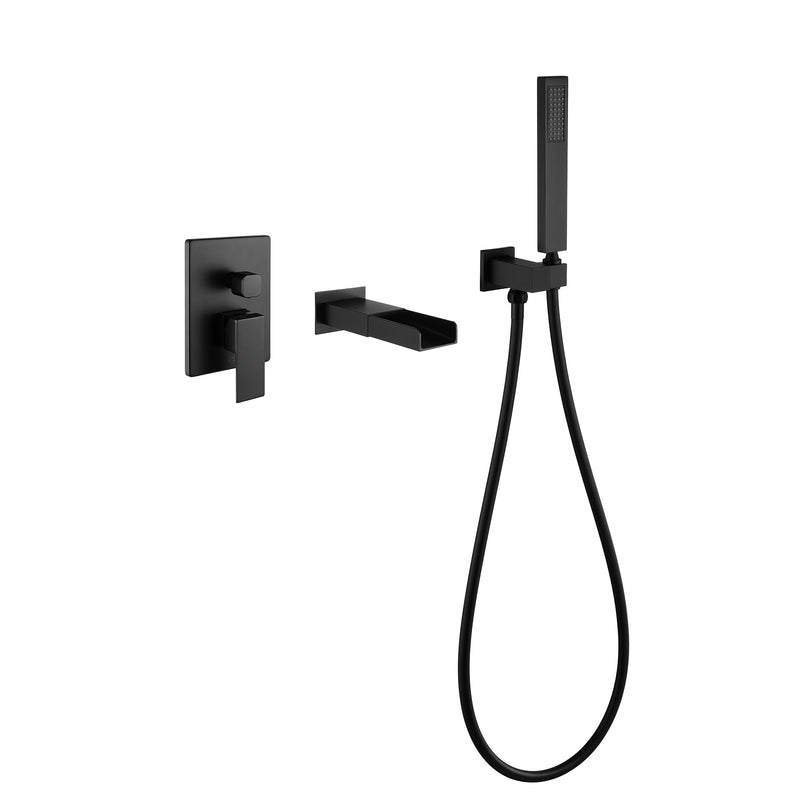 Square Hand-Held Bathtub Faucet In Matt Black