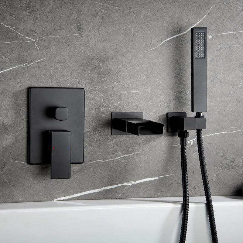 Square Hand-Held Bathtub Faucet In Matt Black