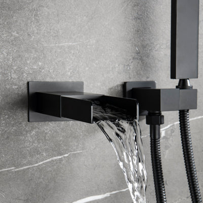 Square Hand-Held Bathtub Faucet In Matt Black