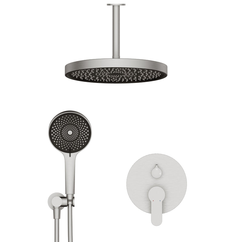 Wall-Mounted Ceiling Round Shower Set with 3 Spray Patterns