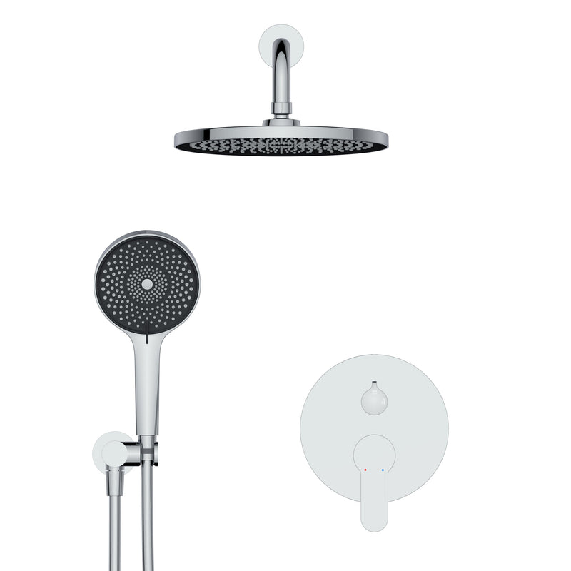 Wall-mounted round shower set with 6 spray patterns