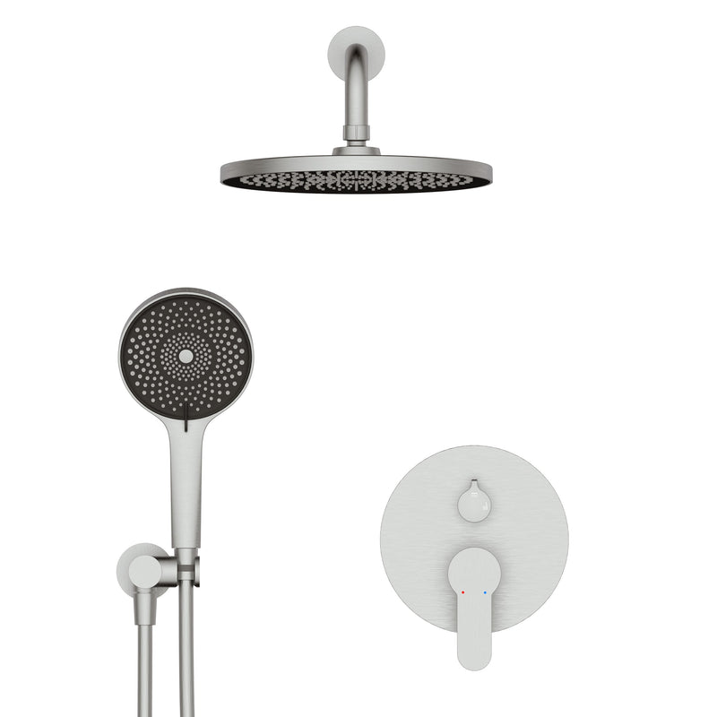 Wall-mounted round shower set with 6 spray patterns