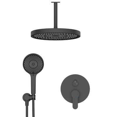 Wall-Mounted Ceiling Round Shower Set with 3 Spray Patterns