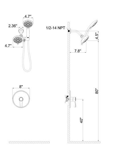 Single-Handle 6-Spray Round High Pressure Shower Faucet