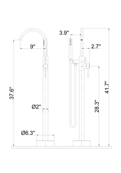 Free Standing Tub Faucets Brushed Nickel 2-handle Residential Freestanding High-arc Bathtub Faucet with Hand Shower (Valve Included)