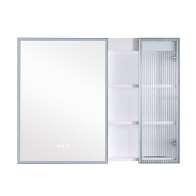 36 in. W x 28 in. H Rectangular Surface Mount LED Mirror Medicine Cabinet in White