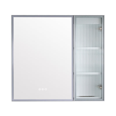 30 in. W x 28 in. H Rectangular Surface Mount LED Mirror Medicine Cabinet in White