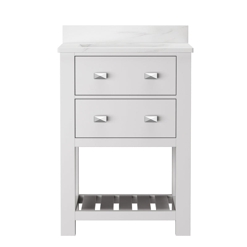 24-in Undermount Single Sink Freestanding Bathroom Vanity with White Top in White