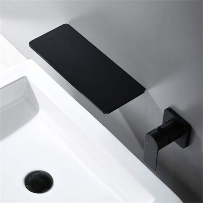 Waterfall Bathroom Sink Faucet 1- Handle Wall Mount Lavatory Faucet