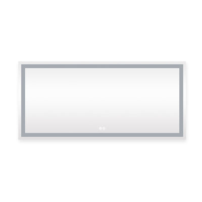 72 in. W x 36 in. H Frameless Rectangular LED Light Bathroom Mirror in Silver