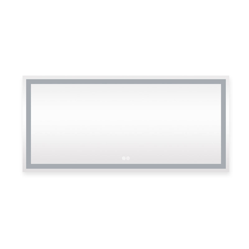 72 in. W x 36 in. H Frameless Rectangular LED Light Bathroom Mirror in Silver