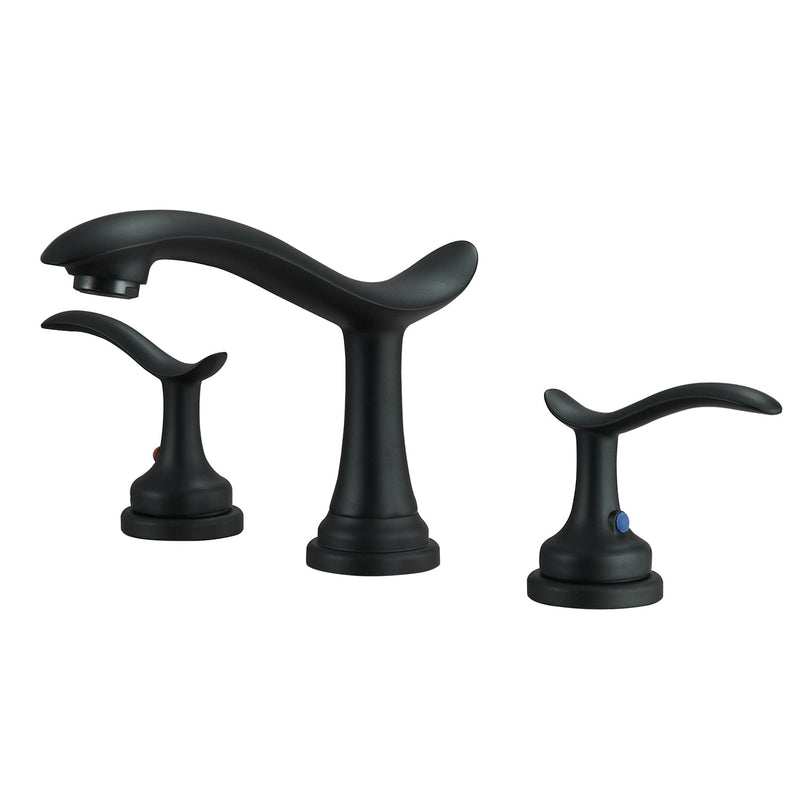 8 in. Widespread Double Handle Bathroom Faucet with Pop-Up Drain with Overflow Included and Supply Lines in Matte Black