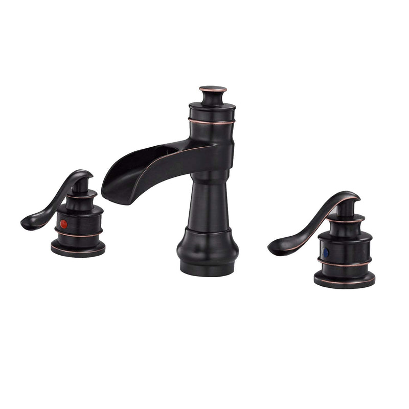 8 in. Waterfall Widespread 2-Handle Bathroom Faucet With Supply Line