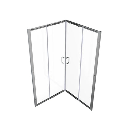 36 in. x 72 in. Corner Shower Enclosure, Clear Glass, Double Sliding Doors, with Handle in Chrome