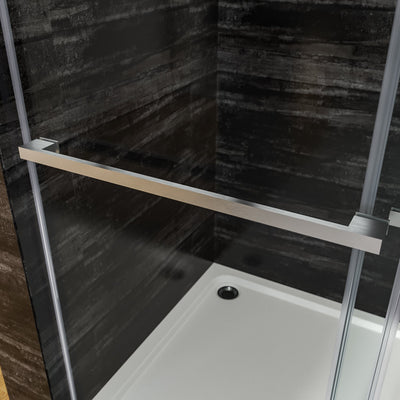 60 in. W x 72 in. H Frameless Brushed Nickel Finish Double Sliding Shower Doors