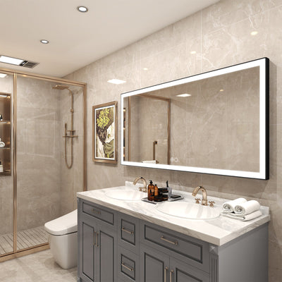 60 in. W x 28 in. H Aluminium Framed Rectangular LED Light Bathroom Vanity Mirror