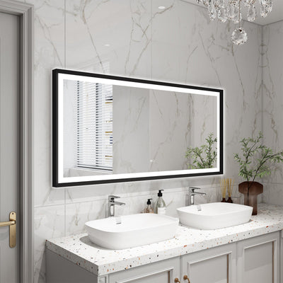 60 in. W x 28 in. H Aluminium Framed Front and Back LED Light Bathroom Vanity Mirror