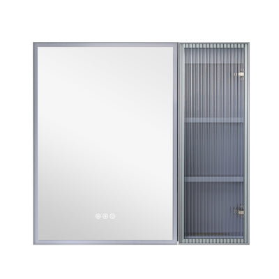 30 in. W x 28 in. H Rectangular Surface Mount LED Mirror Medicine Cabinet in Lavender