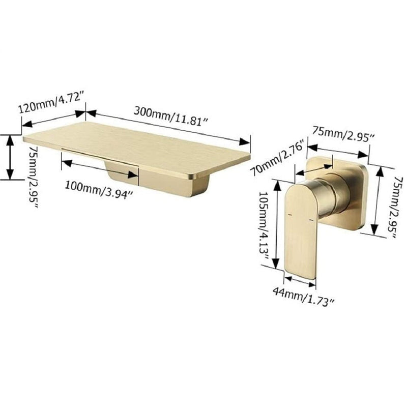 Waterfall Bathroom Sink Faucet 1- Handle Wall Mount Lavatory Faucet