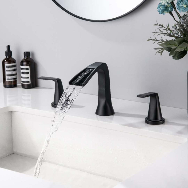 Two Handles Three-Hole Widespread Bathroom Faucet