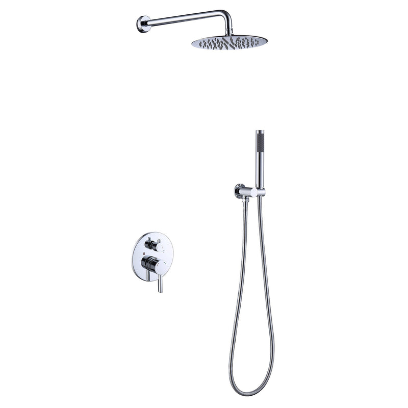 Wall Mounted with 10" Rainfall Shower Head and handheld shower faucet