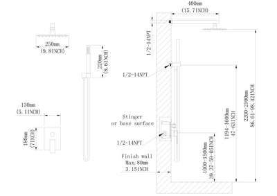 Shower Head Bathroom Luxury Rain Mixer Shower Complete Combo Set