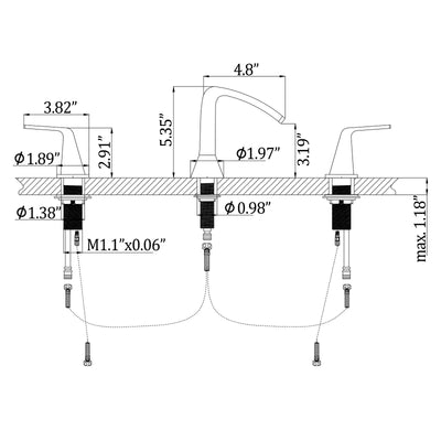 Two Handles Three-Hole Widespread Bathroom Faucet