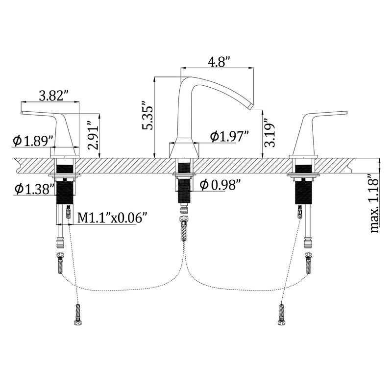 Two Handles Three-Hole Widespread Bathroom Faucet