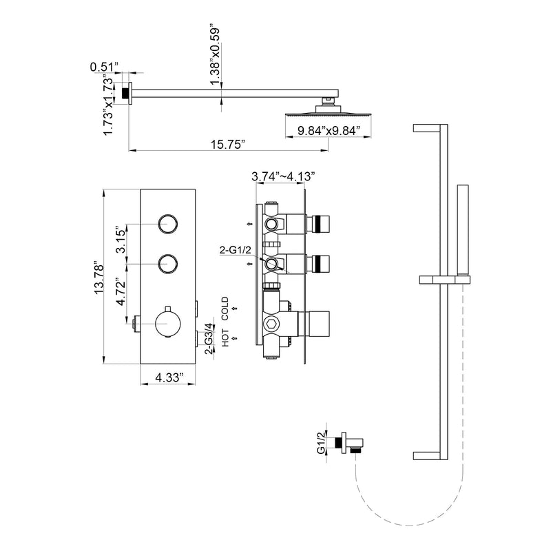 Large Flow Stainless Steel Constant Temperature Shower System