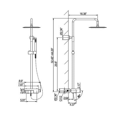 Complete Exposed Shower System With Rough-In Valve