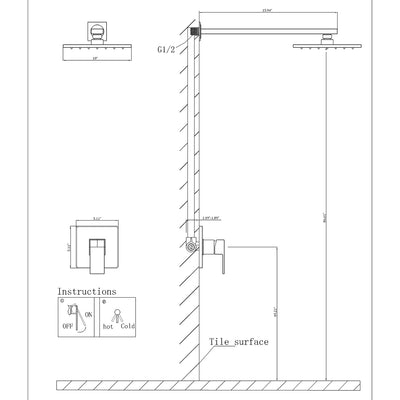 Modern Wall Mounted Ultra-thin Square Shower Bar System