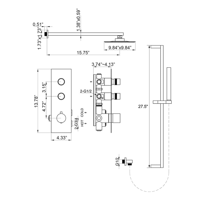 Large Flow Stainless Steel Constant Temperature Shower System