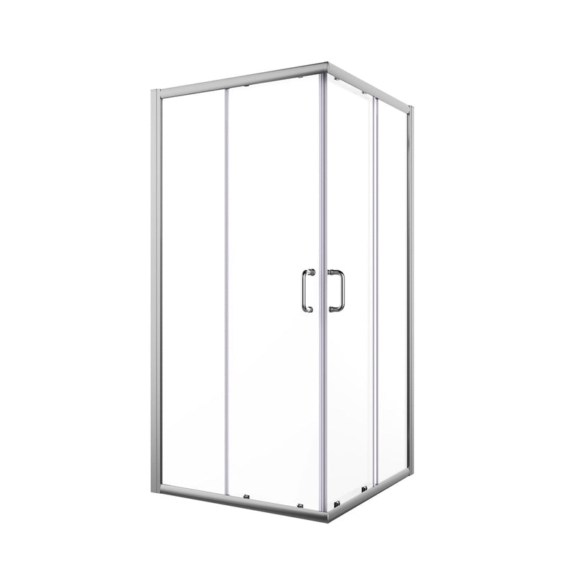 36 in. x 72 in. Corner Shower Enclosure, Clear Glass, Double Sliding Doors, with Handle in Chrome