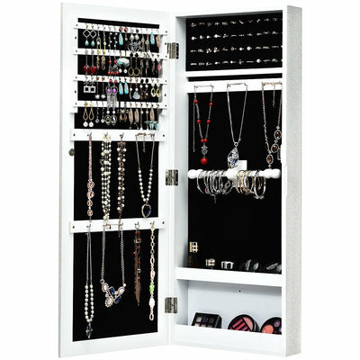 Wall Mounted Mirrored Storage Jewelry Cabinet