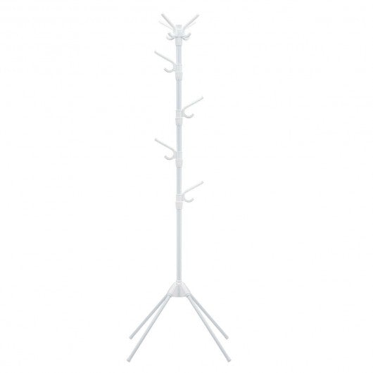 Stand Hat Coat Metal Rack with Folding Base-White – Forclover