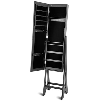 LED Jewelry Cabinet Armoire Organizer with Bevel Edge Mirror